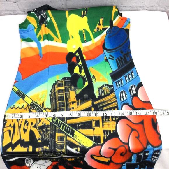 A1 Studios All Over Multicolor City Graphic Bodycon Streetwear Dress Junior XL - Picture 12 of 12